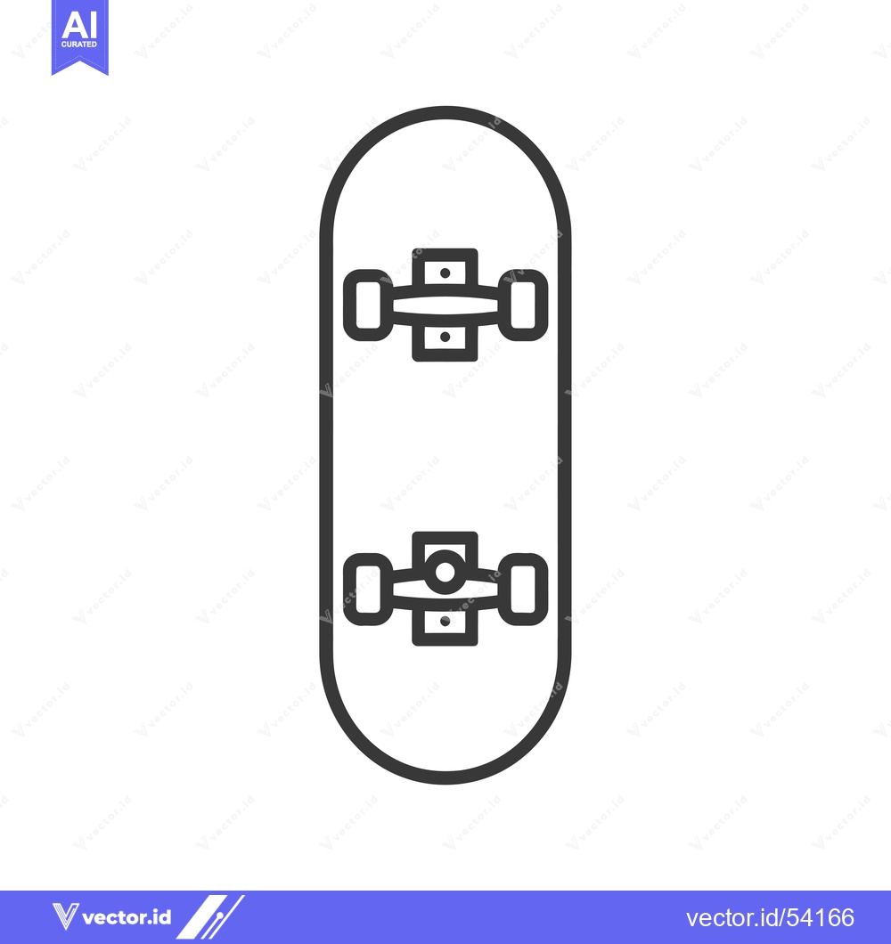 Premium Vector of Line Art Illustration of a Skateboard Deck with Trucks