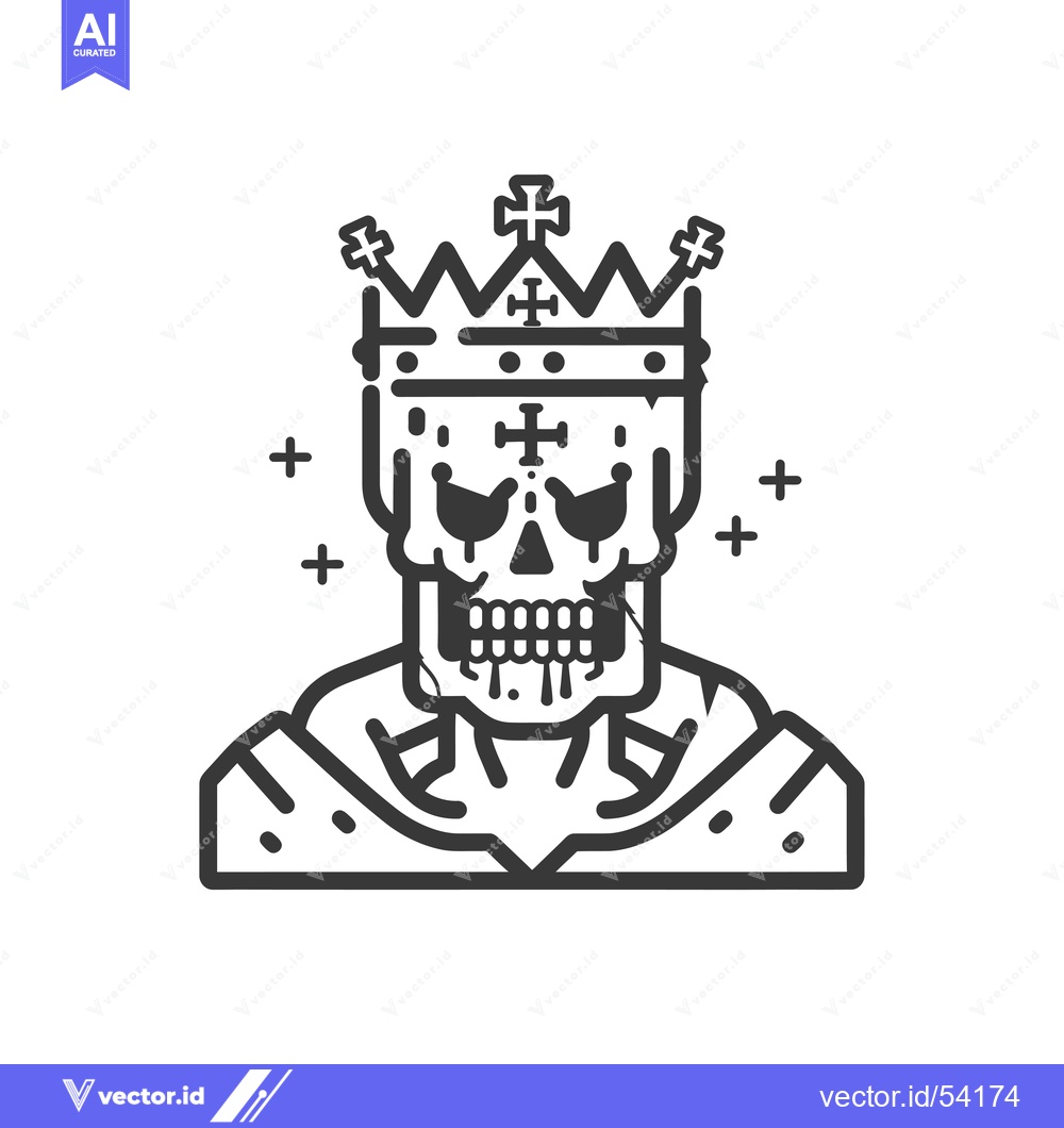 Premium Vector dari Line Art Illustration of a Skull Wearing a Crown