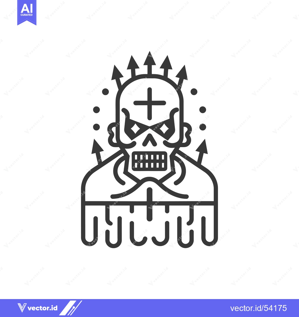 Premium Vector dari Line Art Illustration of a Skull with a Cross and Arrows