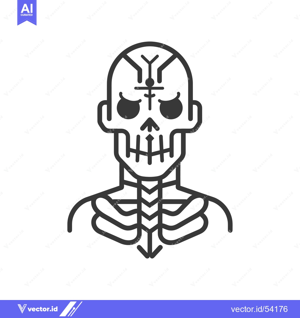 Premium Vector dari Line art illustration of a skull with a cross on its forehead