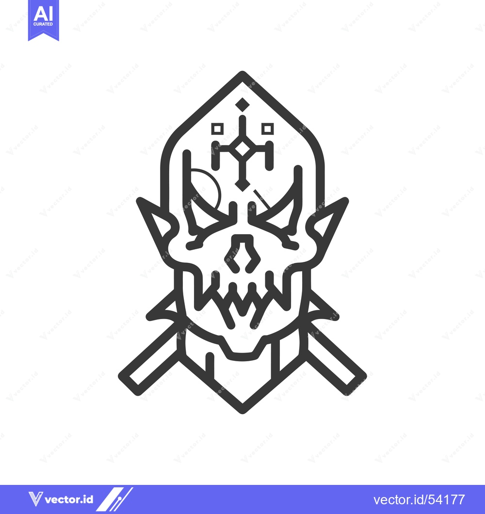 Premium Vector dari Line art illustration of a skull with crossed swords