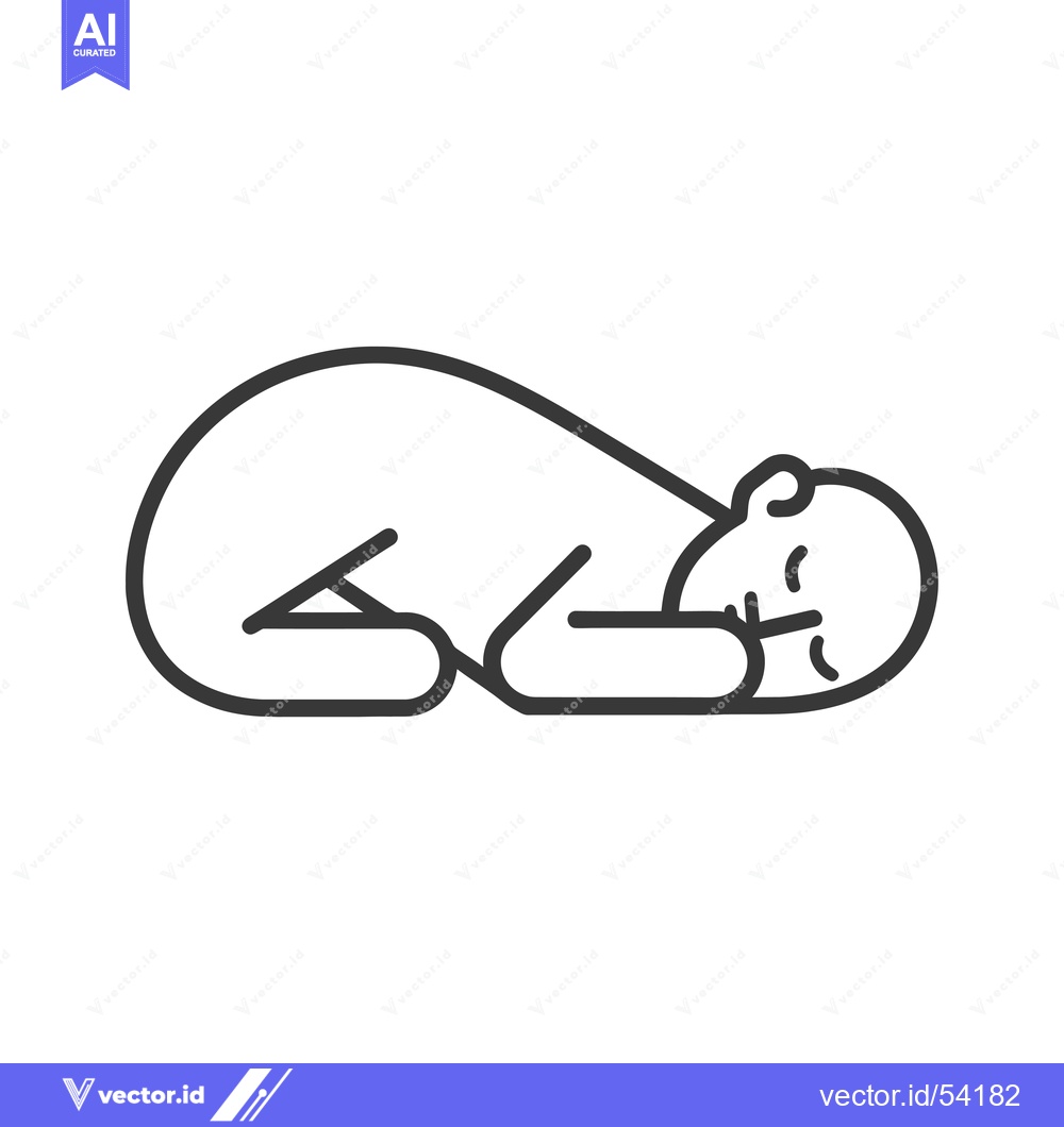 Premium Vector of Line Art Illustration of a Sleeping Baby