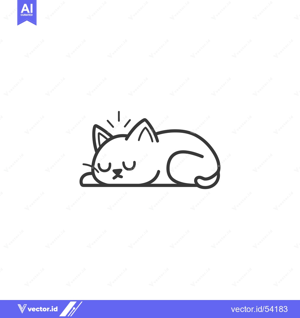 Premium Vector dari Line Art Illustration of a Sleeping Cat