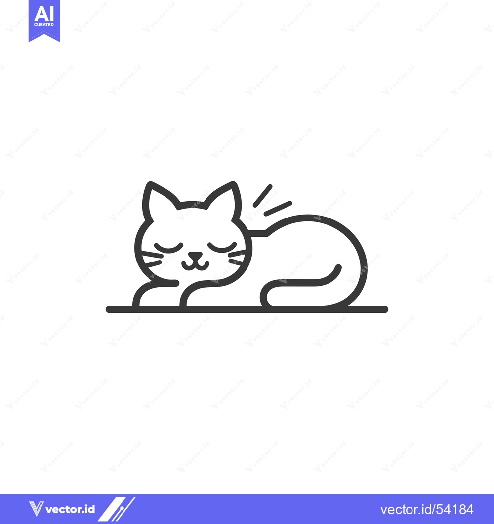 Premium Vector dari Line art illustration of a sleeping cat