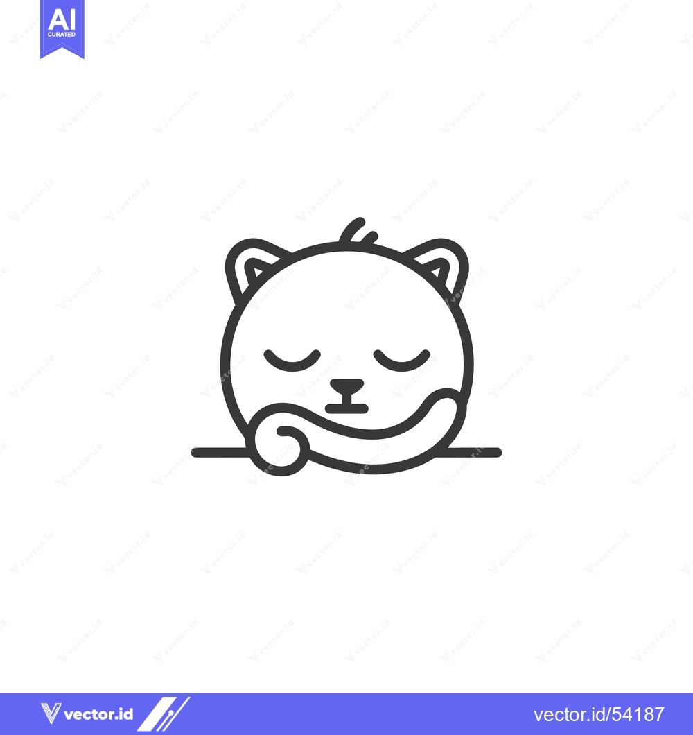 Premium Vector dari Line Art Illustration of a Sleeping Cat with Closed Eyes and Arms Cros