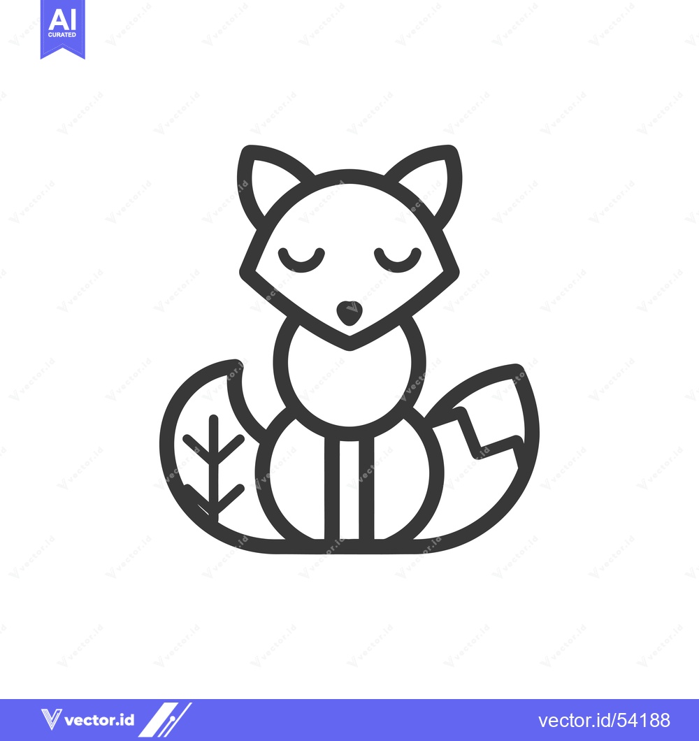 Premium Vector dari Line Art Illustration of a Sleeping Fox