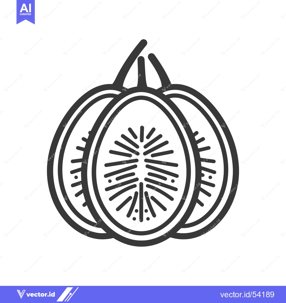 Premium Vector dari Line art illustration of a sliced kiwi fruit