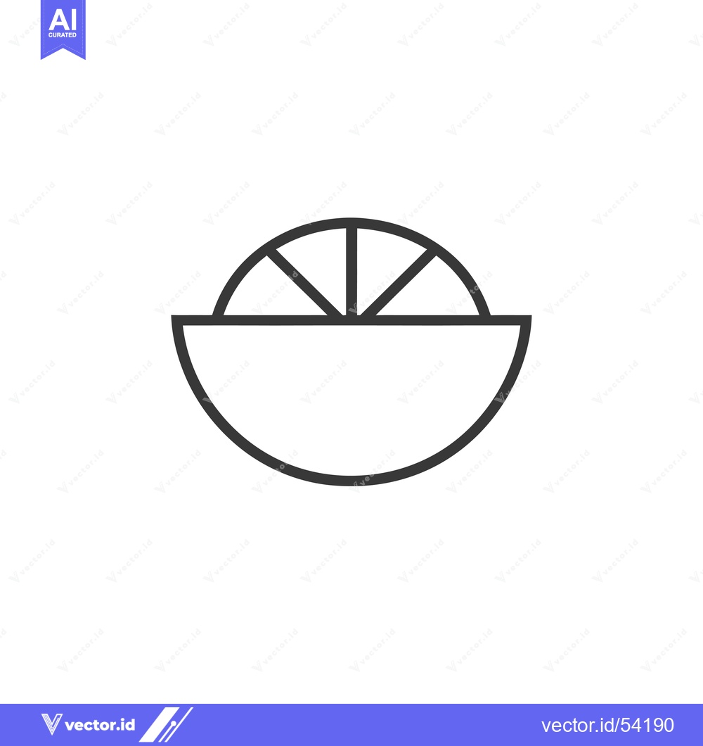 Premium Vector of Line art illustration of a sliced lime with a half-circle rind