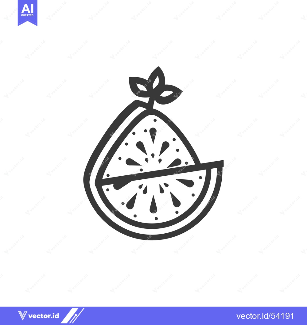 Premium Vector of Line art illustration of a sliced lime with a leaf