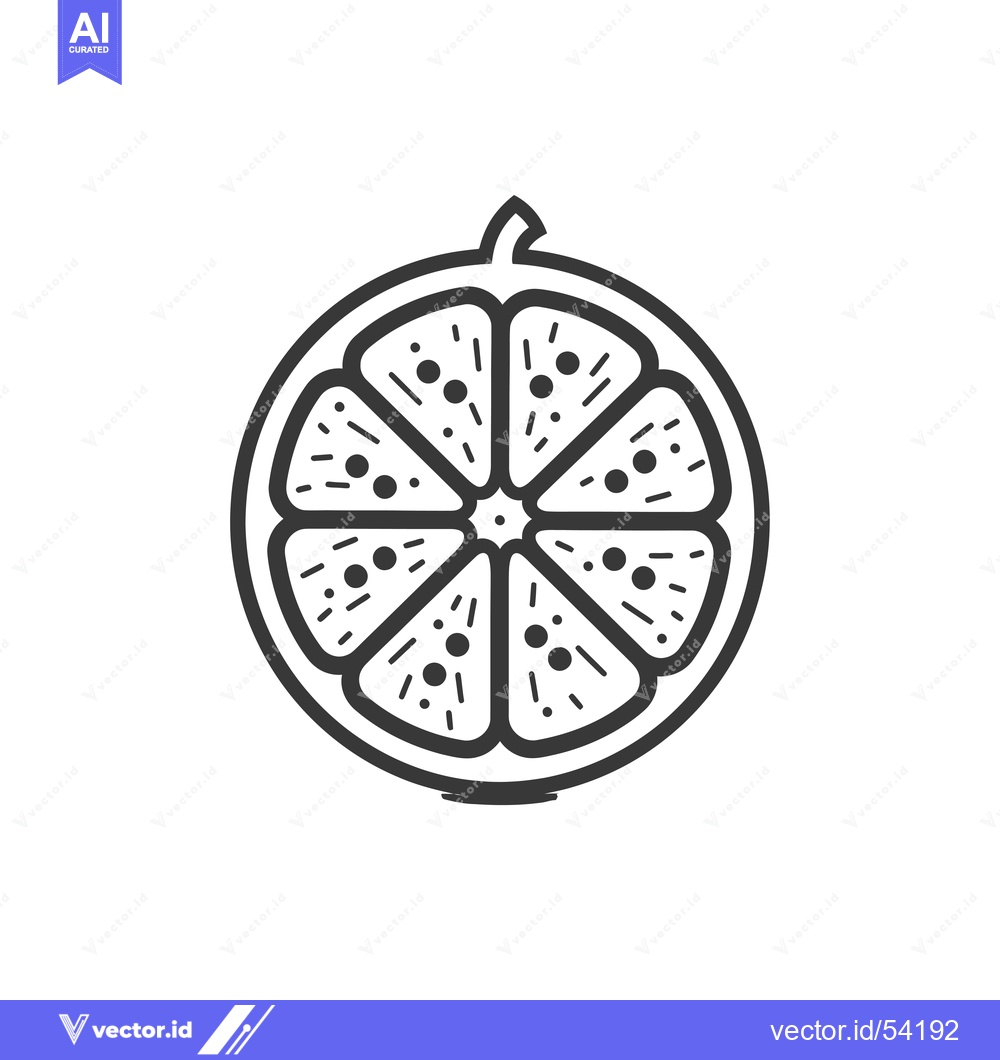 Premium Vector of Line Art Illustration of a Sliced Orange