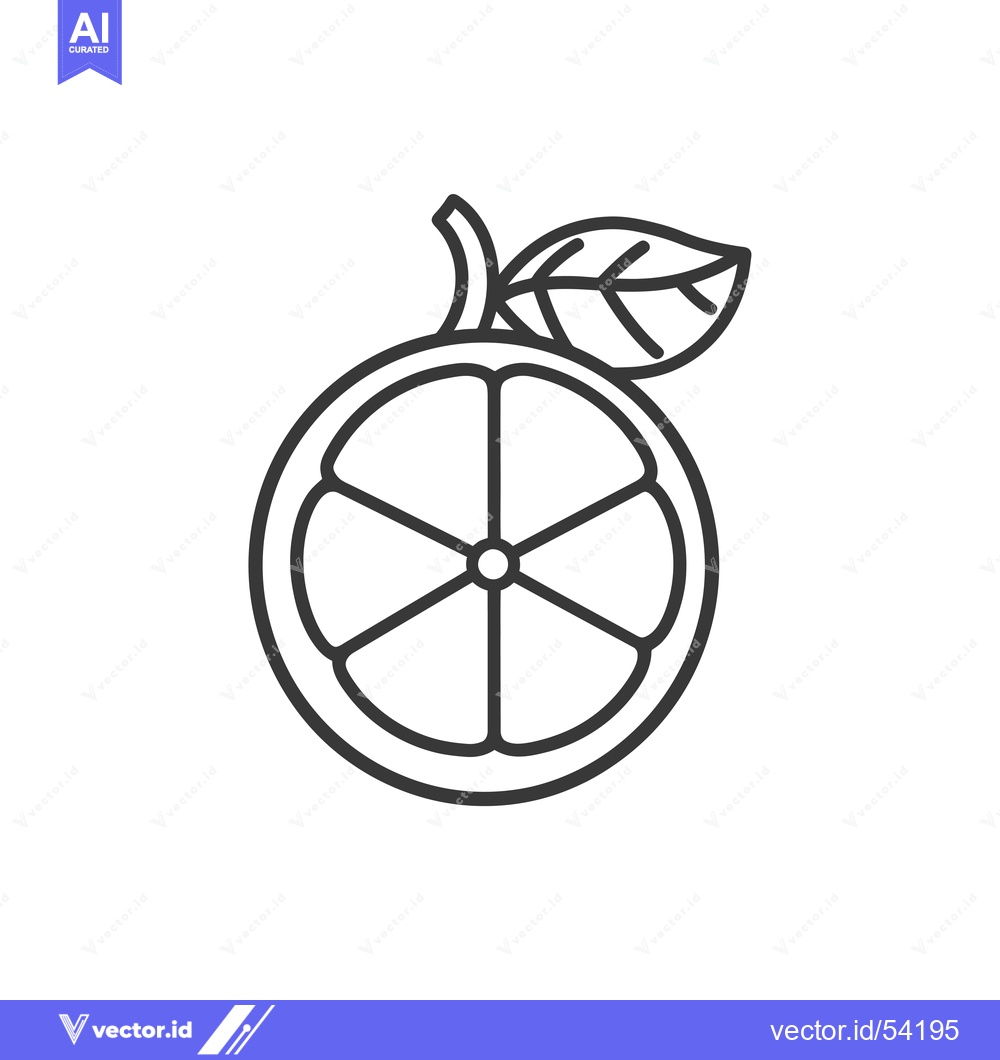 Premium Vector dari Line Art Illustration of a Sliced Orange with a Leaf