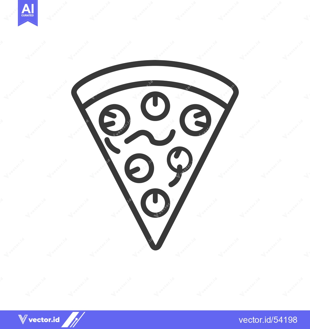 Premium Vector dari Line art illustration of a slice of pizza with toppings