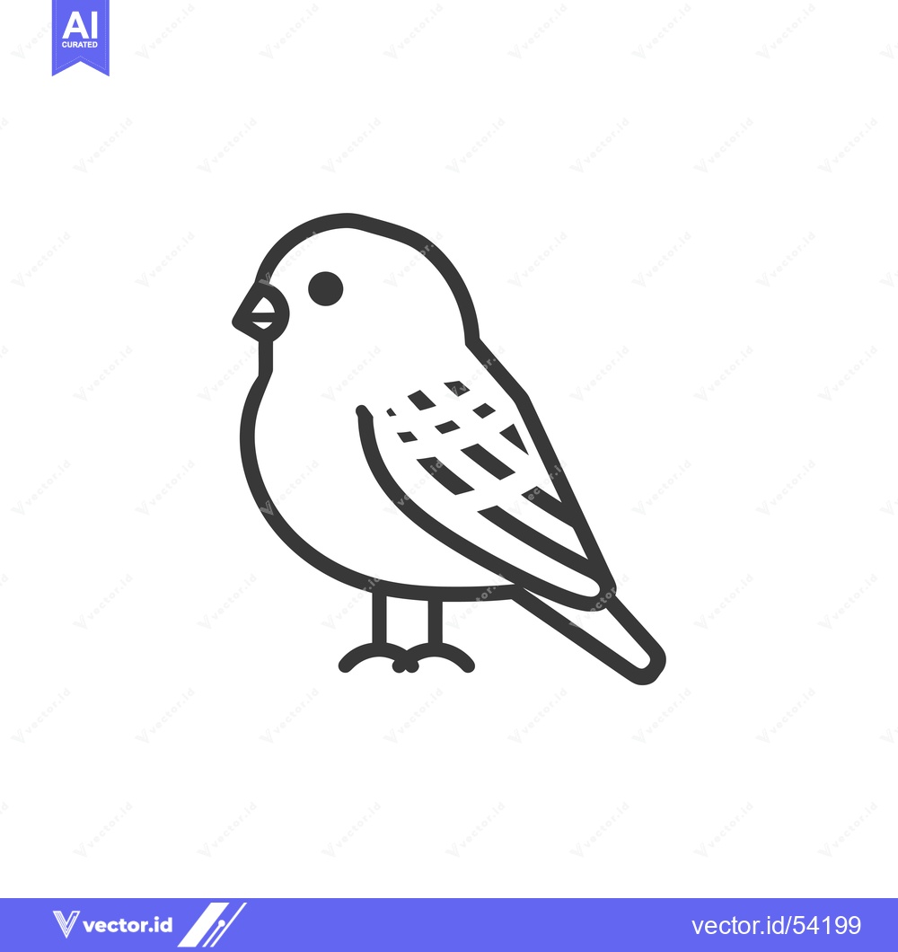 Premium Vector of Line Art Illustration of a Small Bird