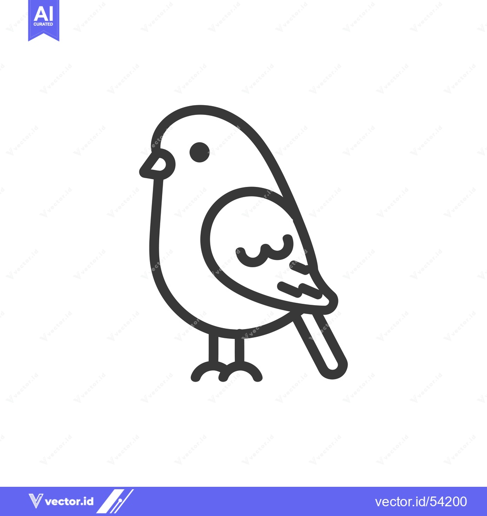 Premium Vector of Line Art Illustration of a Small Bird