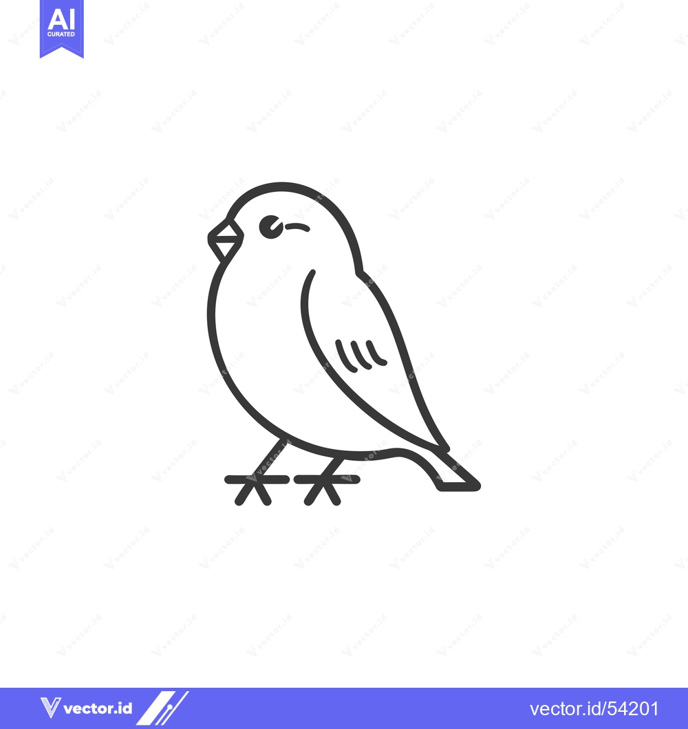 Premium Vector of Line Art Illustration of a Small Bird with a Rounded Body and a Short