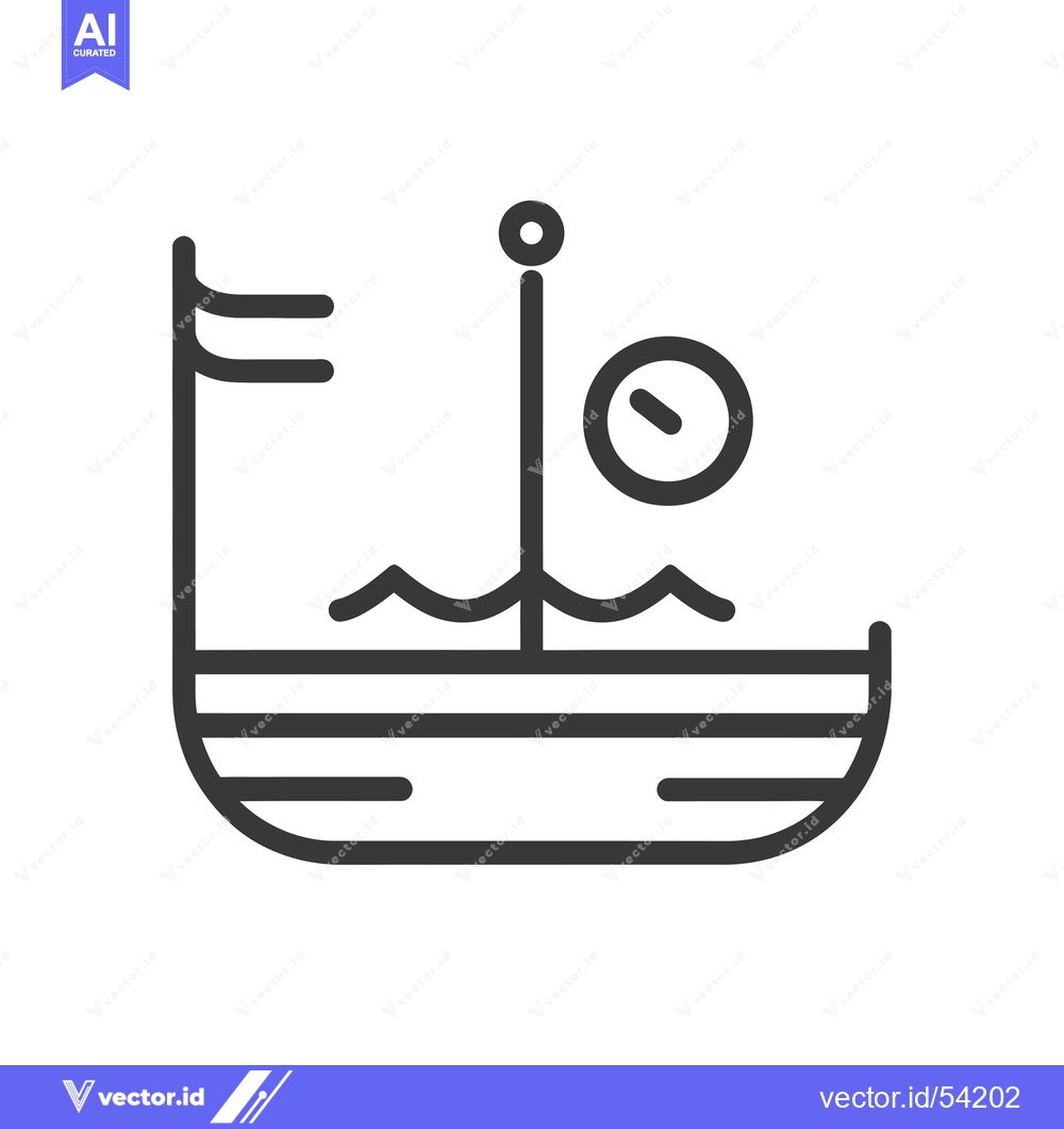 Premium Vector dari Line art illustration of a small boat with a compass