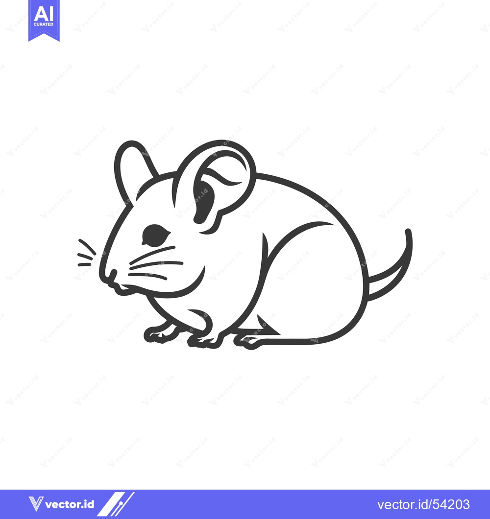 Premium Vector dari Line art illustration of a small grey mouse