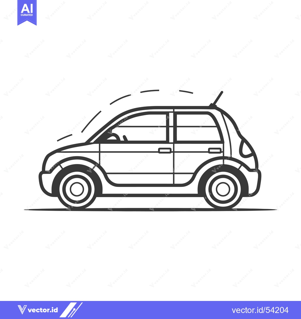 Premium Vector dari Line Art Illustration of a Small Hatchback Car