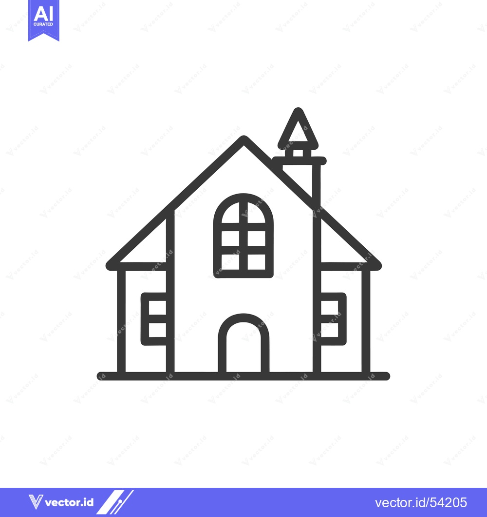 Premium Vector of Line Art Illustration of a Small House with a Chimney