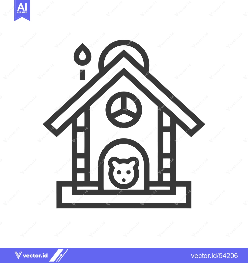Premium Vector dari Line Art Illustration of a Small House with a Roof, a Door, and a Wind