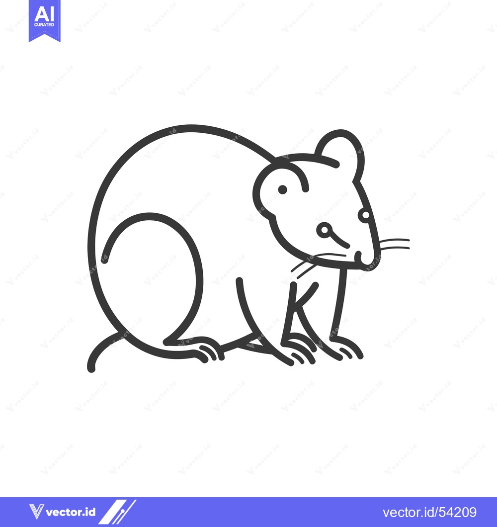 Premium Vector dari Line Art Illustration of a Small Rodent Sitting
