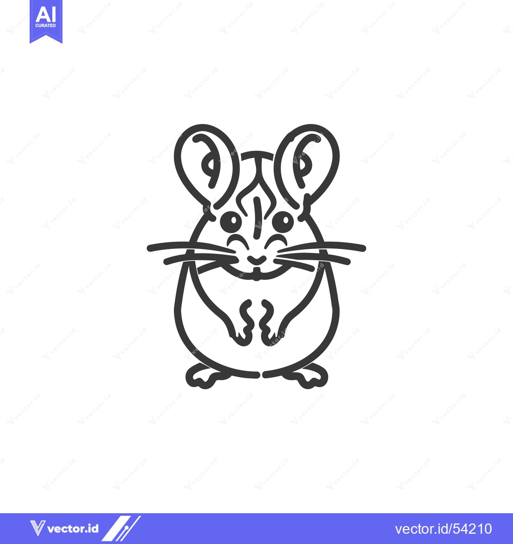 Premium Vector dari Line Art Illustration of a Small Rodent with Big Ears