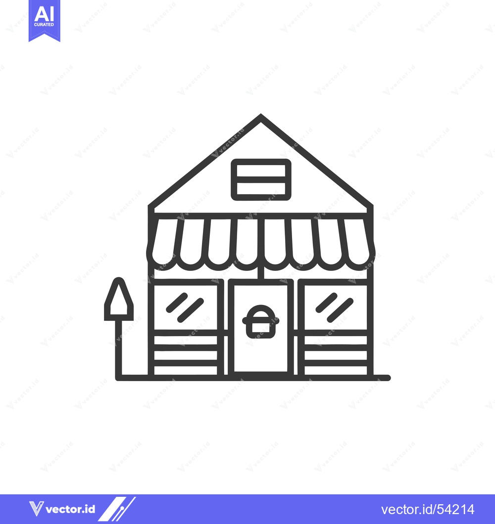 Premium Vector of Line art illustration of a small storefront building
