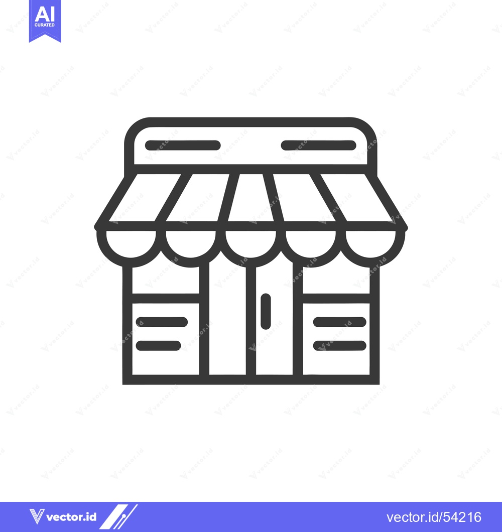 Premium Vector dari Line Art Illustration of a Small Storefront with an Awning