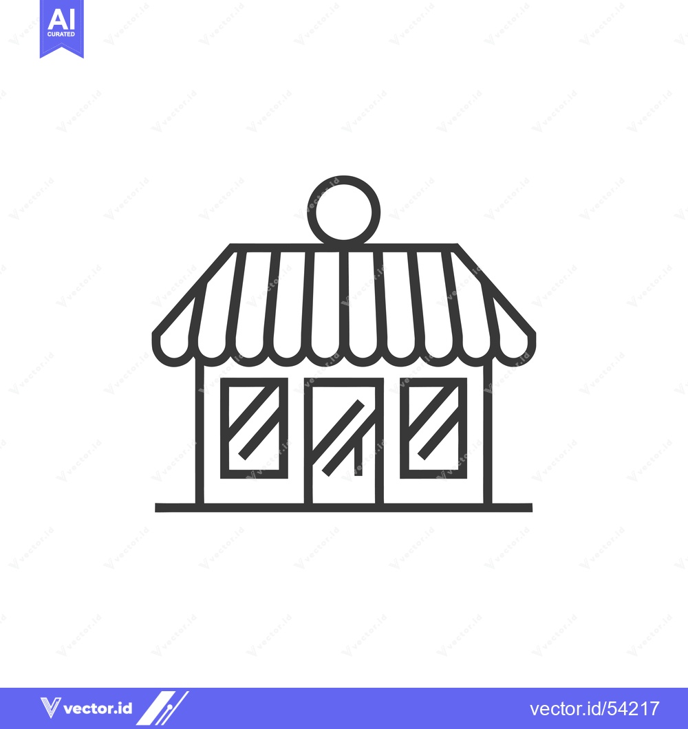 Premium Vector of Line Art Illustration of a Small Store with an Awning