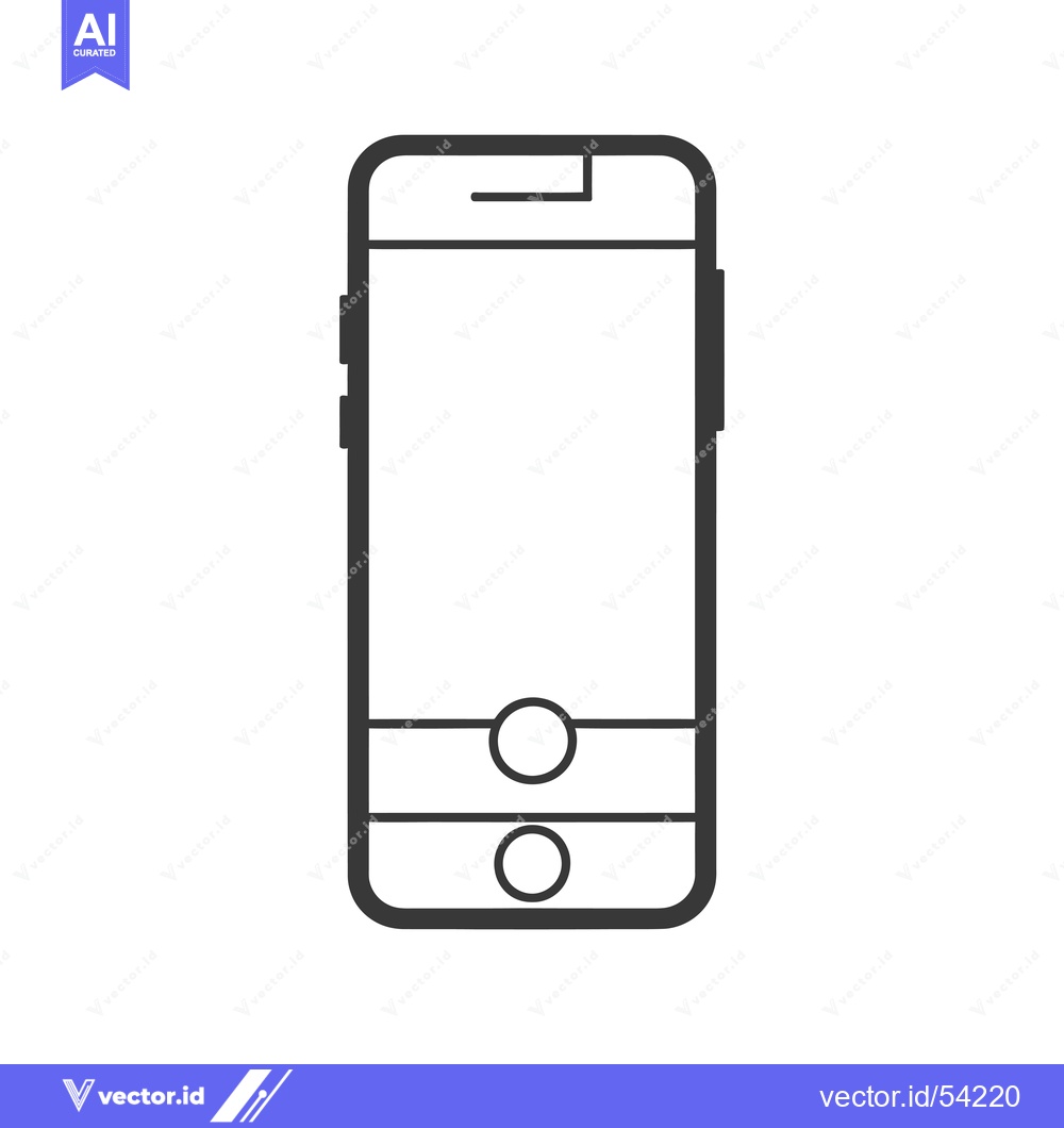 Premium Vector dari Line art illustration of a smartphone with a blank screen