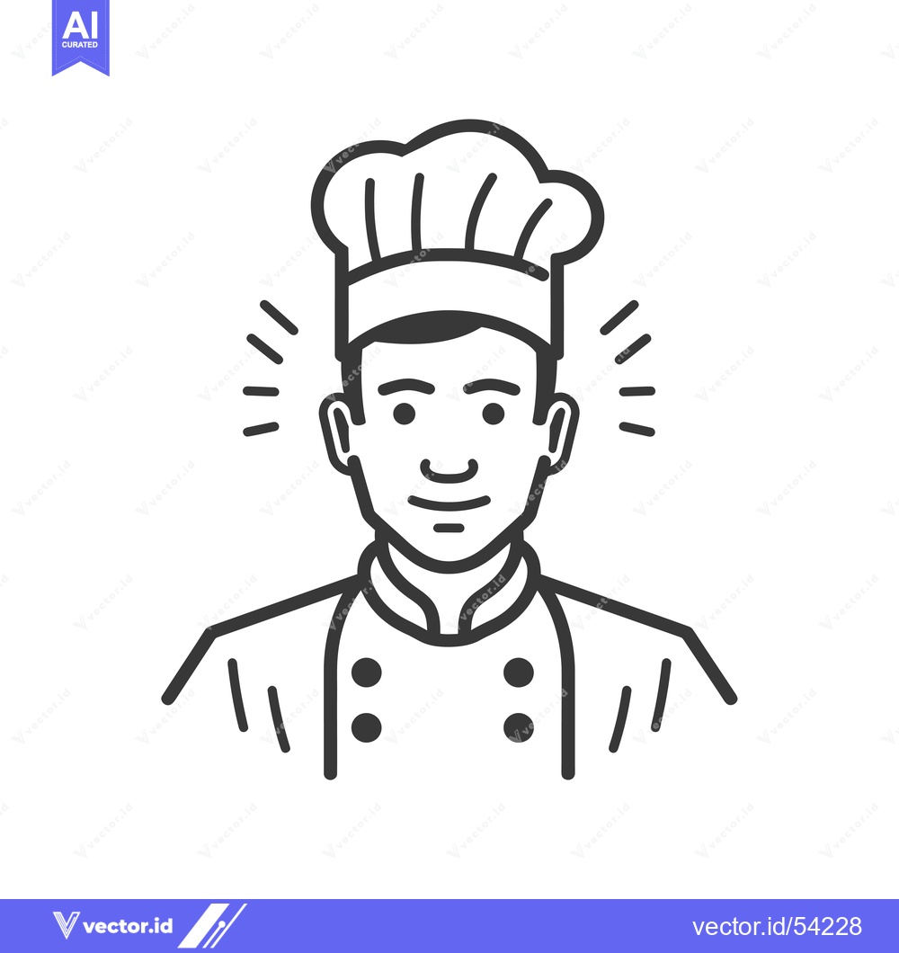 Premium Vector dari Line Art Illustration of a Smiling Chef Wearing a Hat