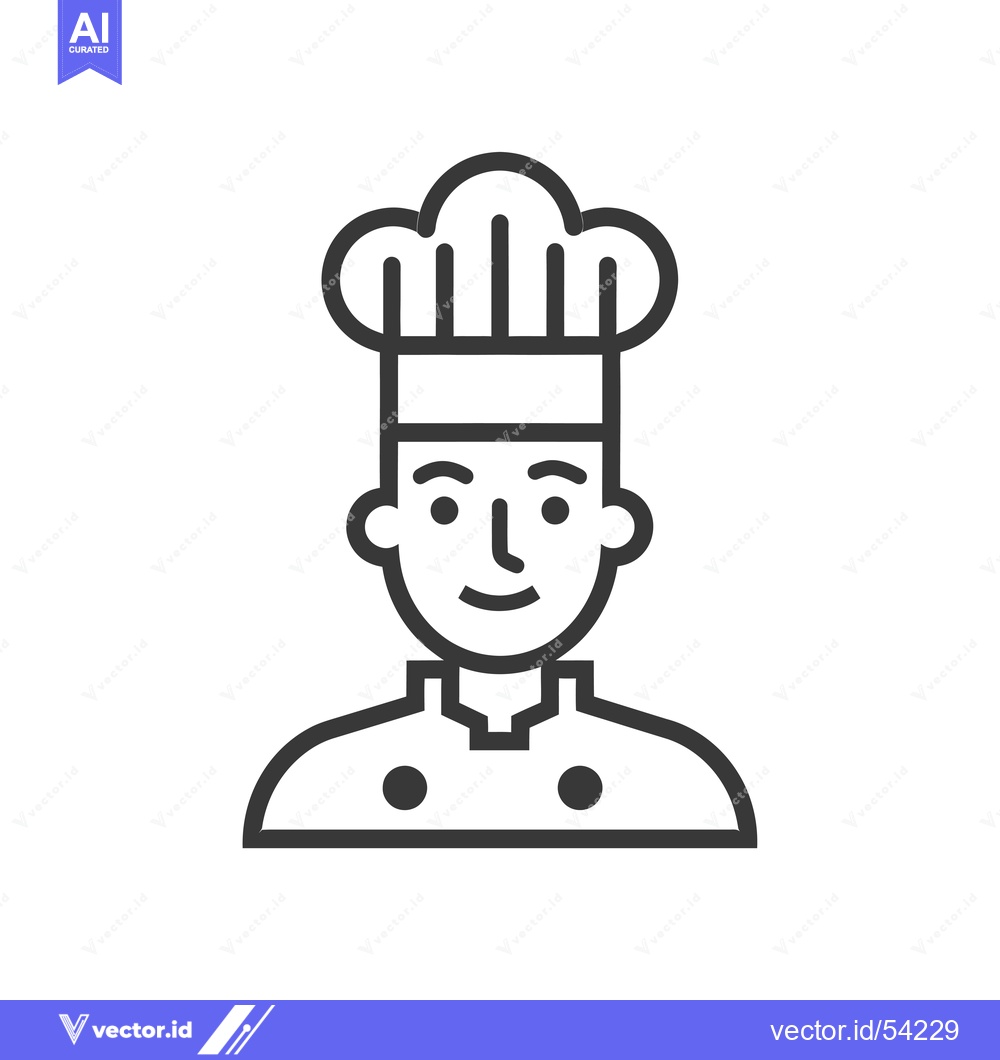 Premium Vector dari Line Art Illustration of a Smiling Chef Wearing a Hat