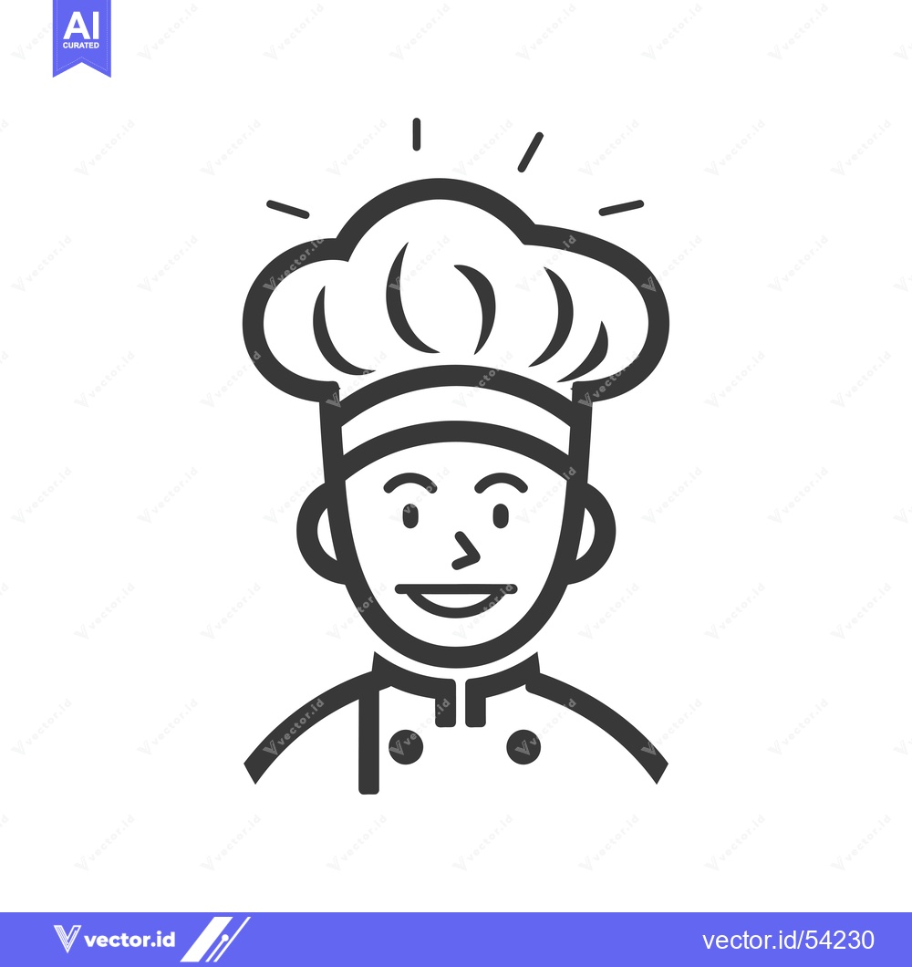 Premium Vector dari Line Art Illustration of a Smiling Chef Wearing a Hat
