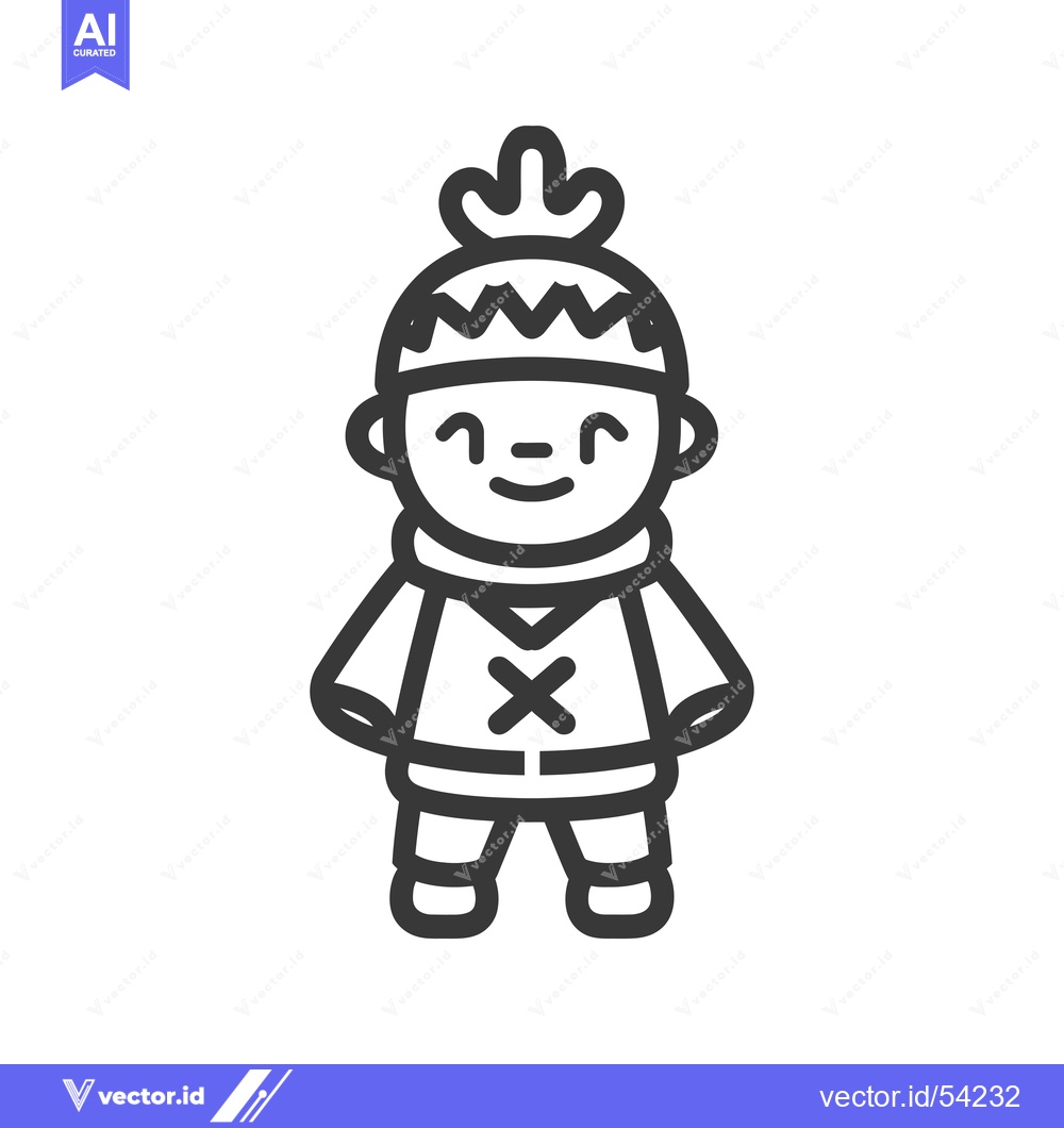 Premium Vector dari Line art illustration of a smiling child wearing winter clothes