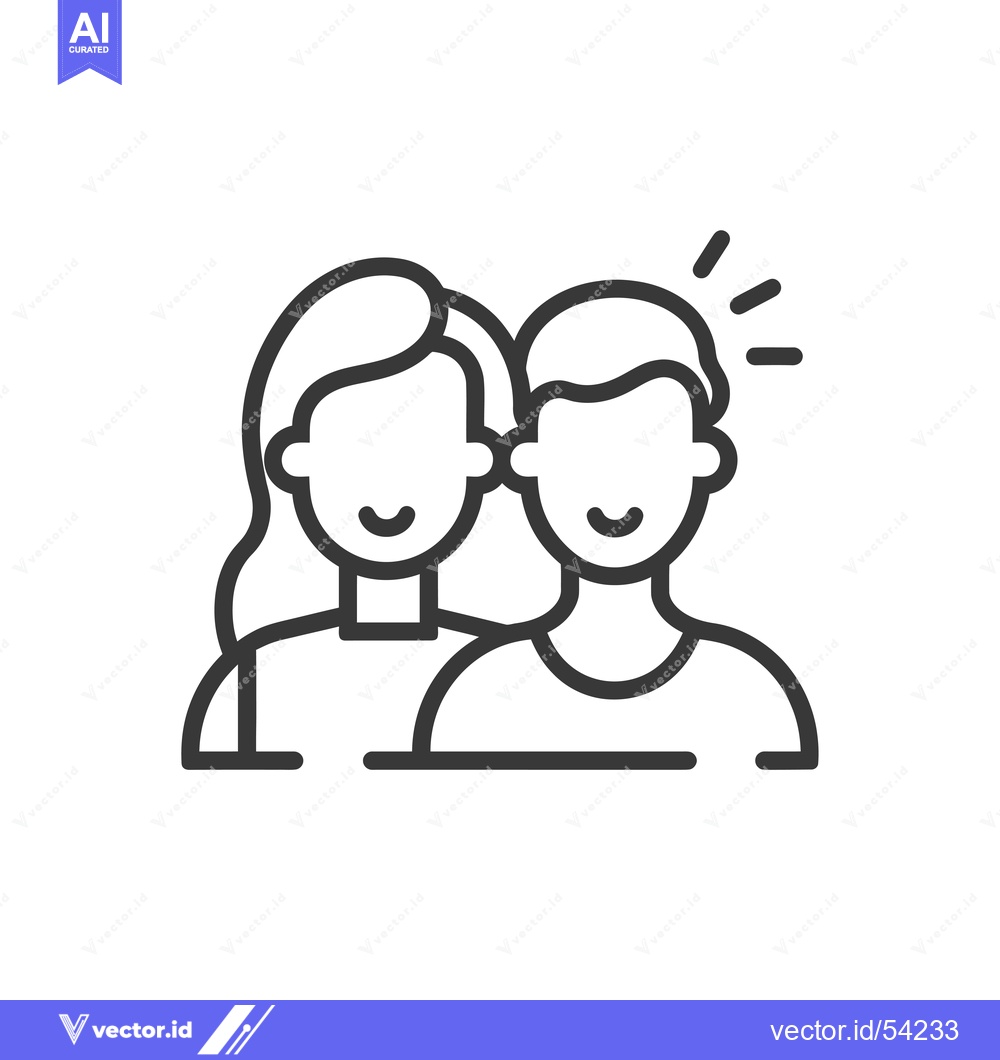 Premium Vector dari Line Art Illustration of a Smiling Couple