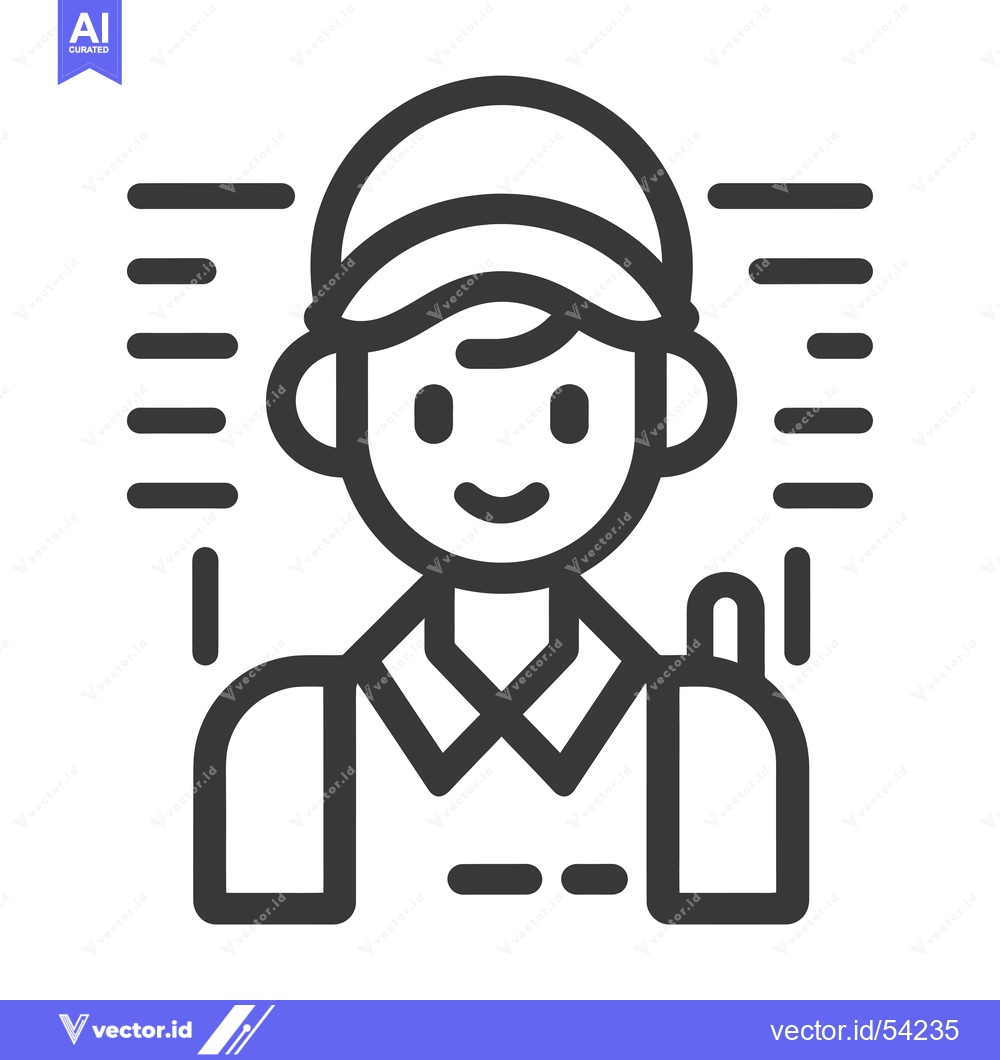 Premium Vector dari Line Art Illustration of a Smiling Delivery Person