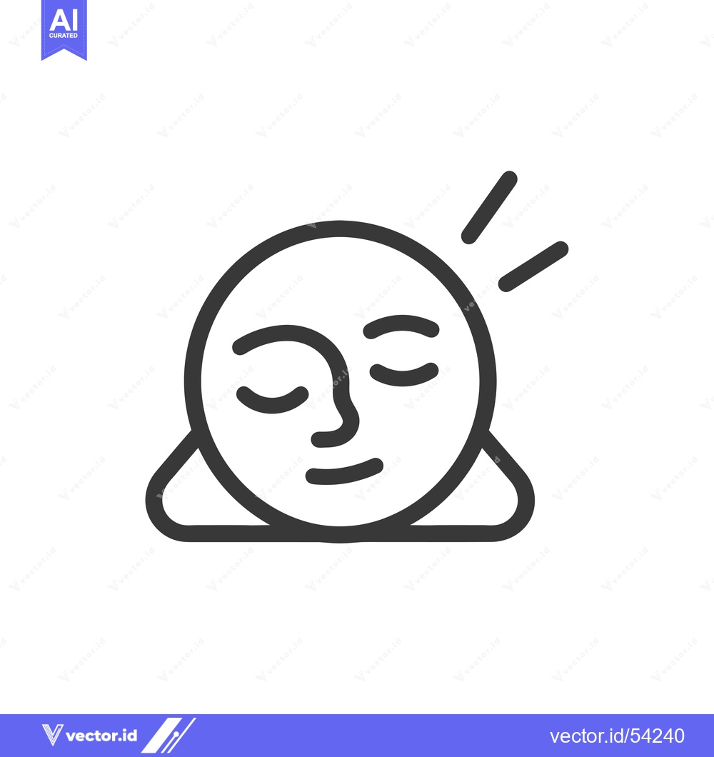 Premium Vector of Line Art Illustration of a Smiling Face with Closed Eyes