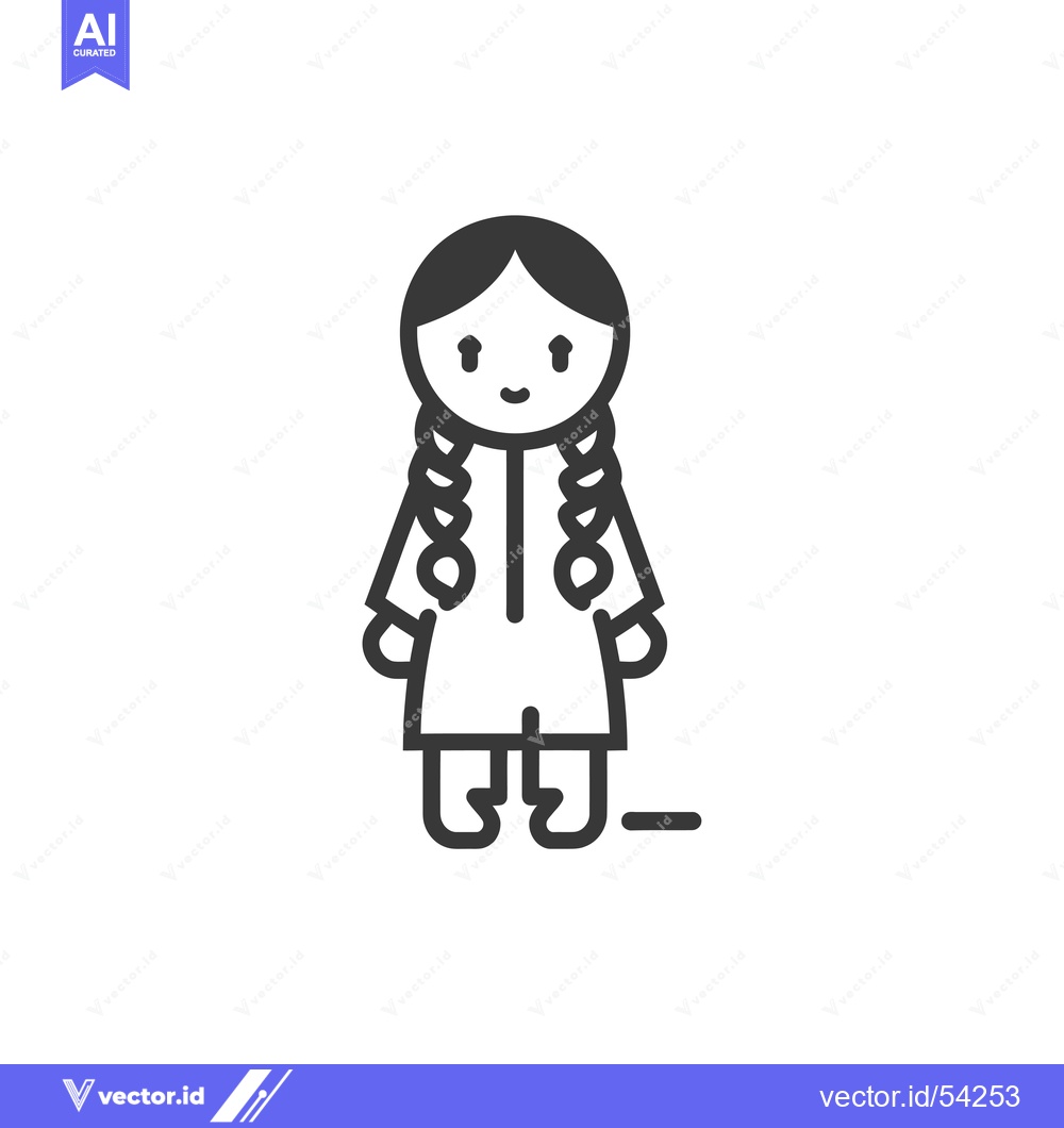 Premium Vector dari Line art illustration of a smiling girl with braids
