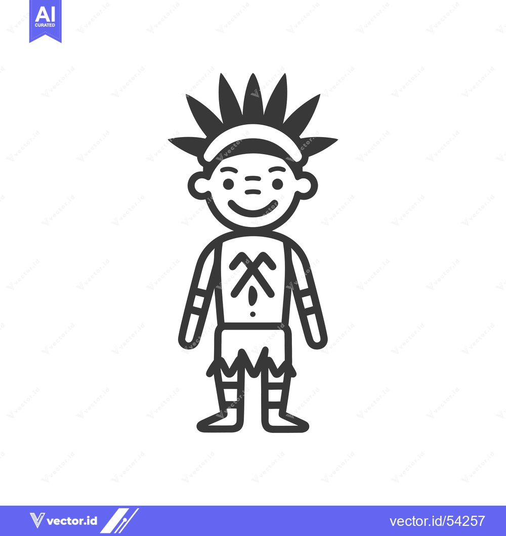 Premium Vector of Line Art Illustration of a Smiling Indigenous Person