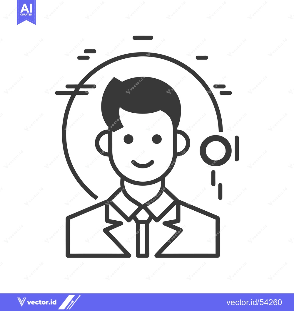 Premium Vector of Line Art Illustration of a Smiling Man in a Suit