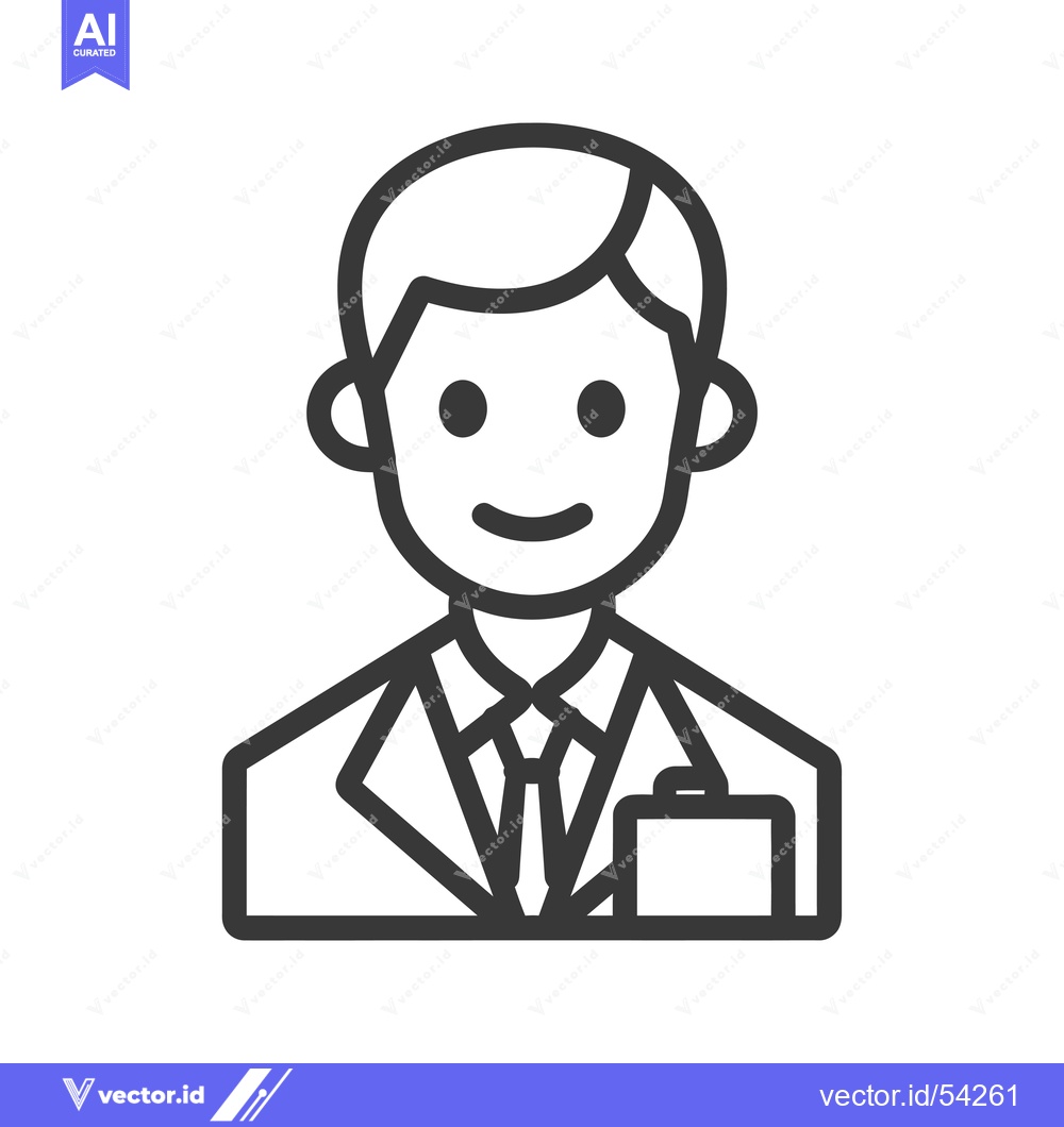 Premium Vector of Line art illustration of a smiling man in a suit