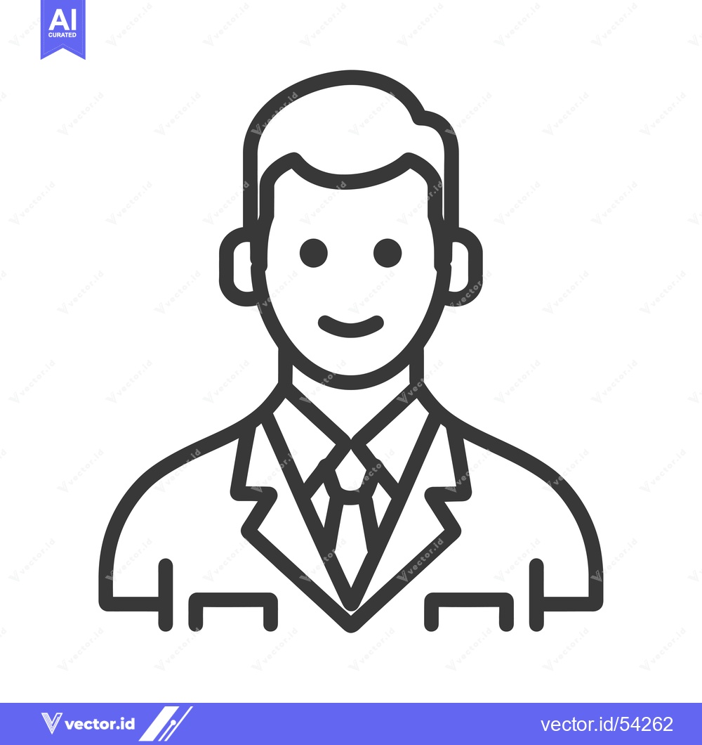 Premium Vector of Line Art Illustration of a Smiling Man in a Suit
