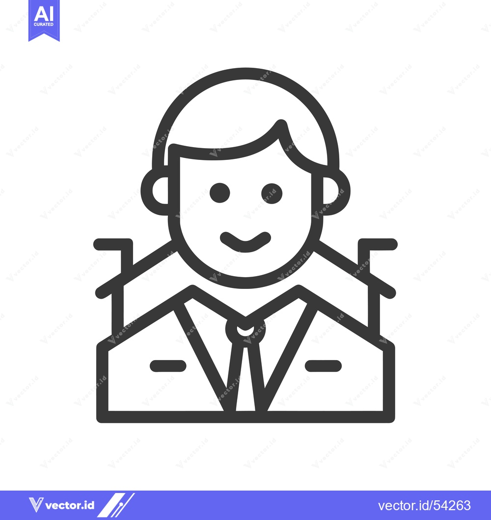 Premium Vector of Line Art Illustration of a Smiling Man in a Suit and Tie
