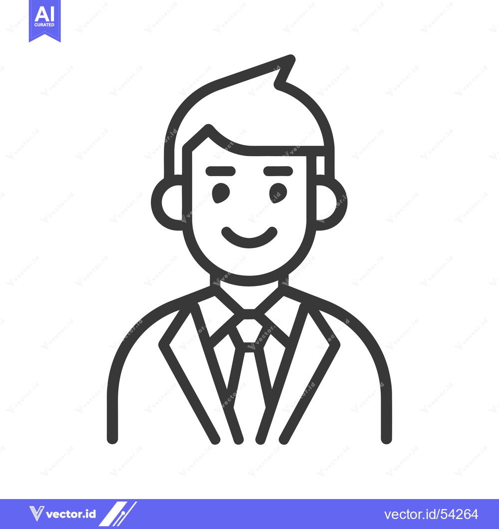 Premium Vector of Line art illustration of a smiling man in a suit and tie