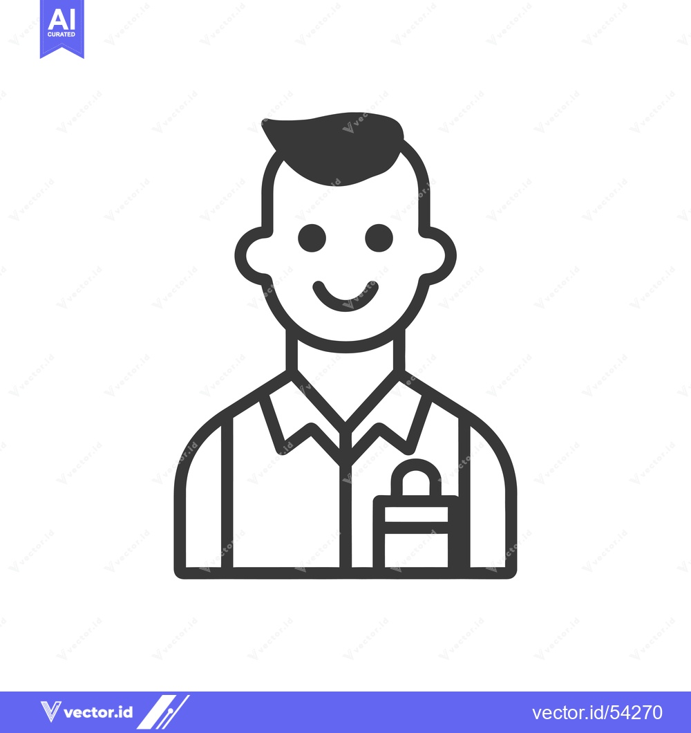Premium Vector of Line art illustration of a smiling man wearing a shirt with a padlock