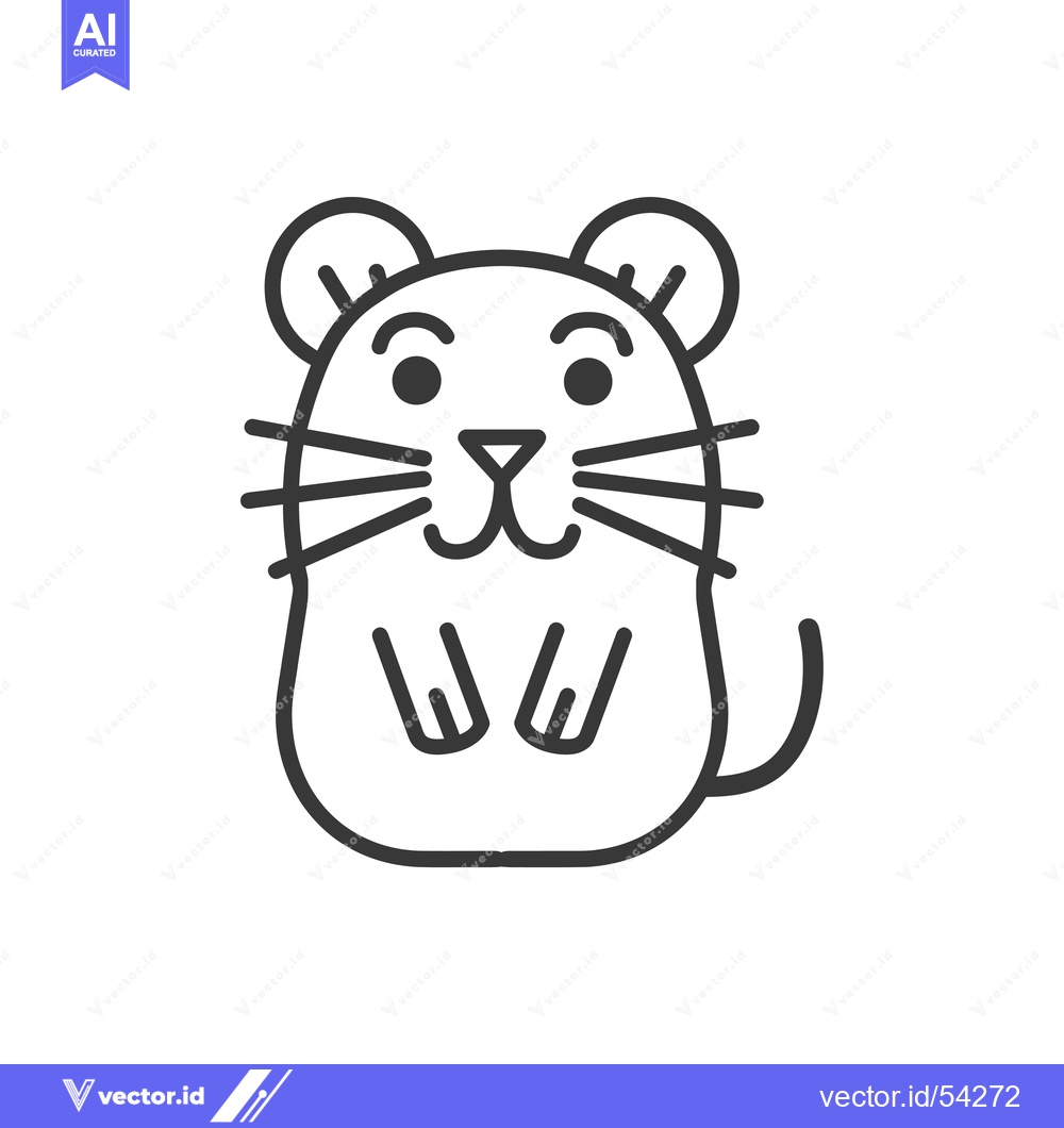 Premium Vector of Line Art Illustration of a Smiling Mouse