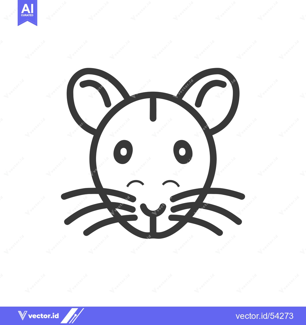Premium Vector dari Line Art Illustration of a Smiling Mouse Face