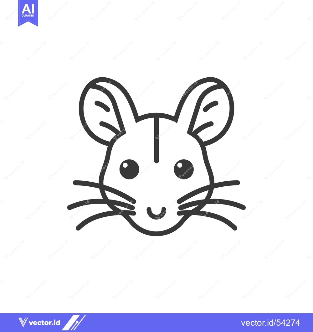 Premium Vector of Line art illustration of a smiling mouse head
