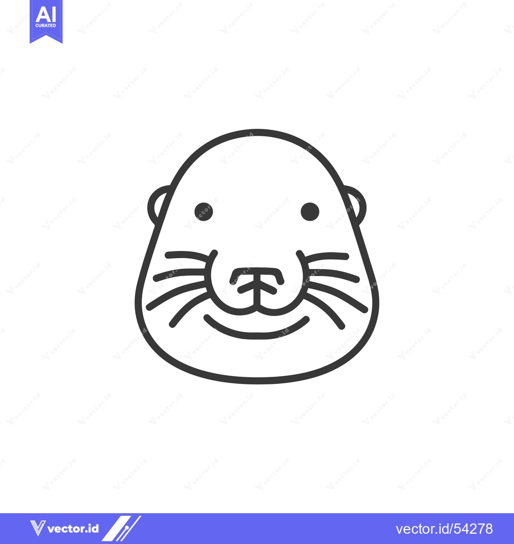 Premium Vector dari Line art illustration of a smiling otter face