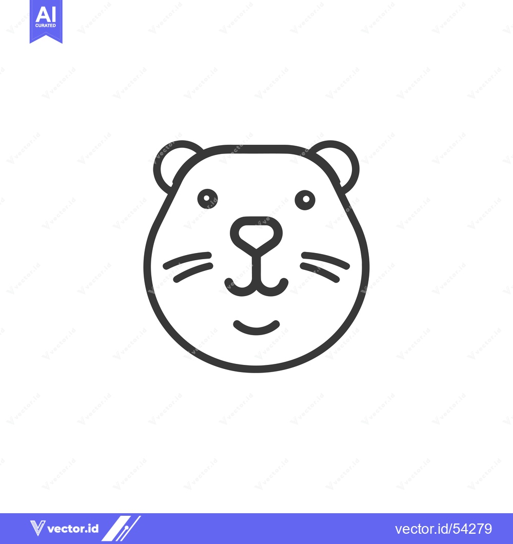 Premium Vector dari Line art illustration of a smiling otter face